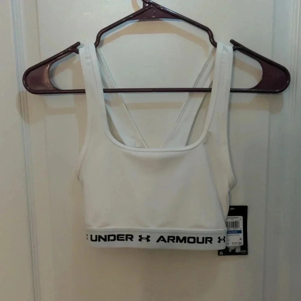 Under Armor Girls Fitted Crossback Mid Sports Bra